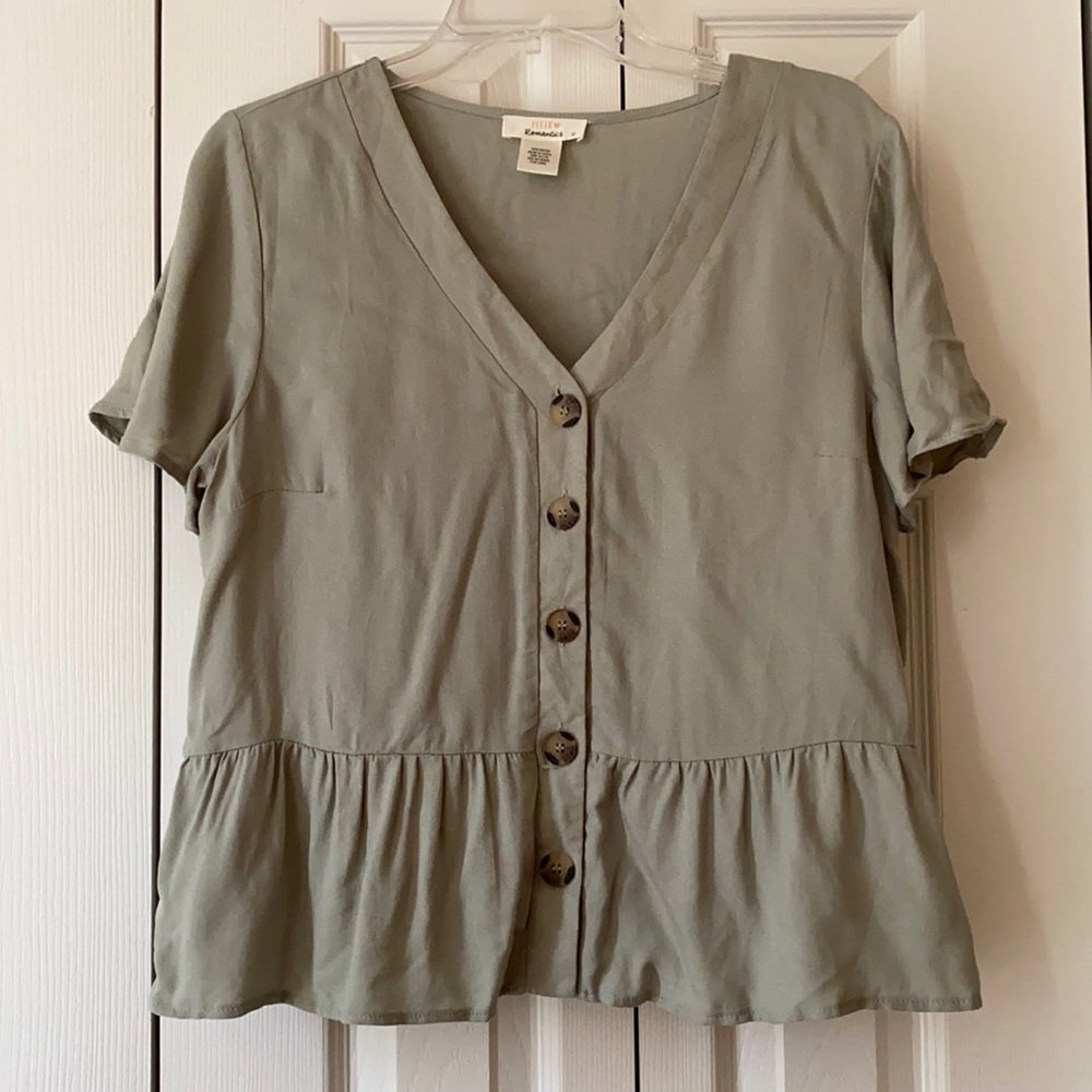 Sage Peplum Blouse